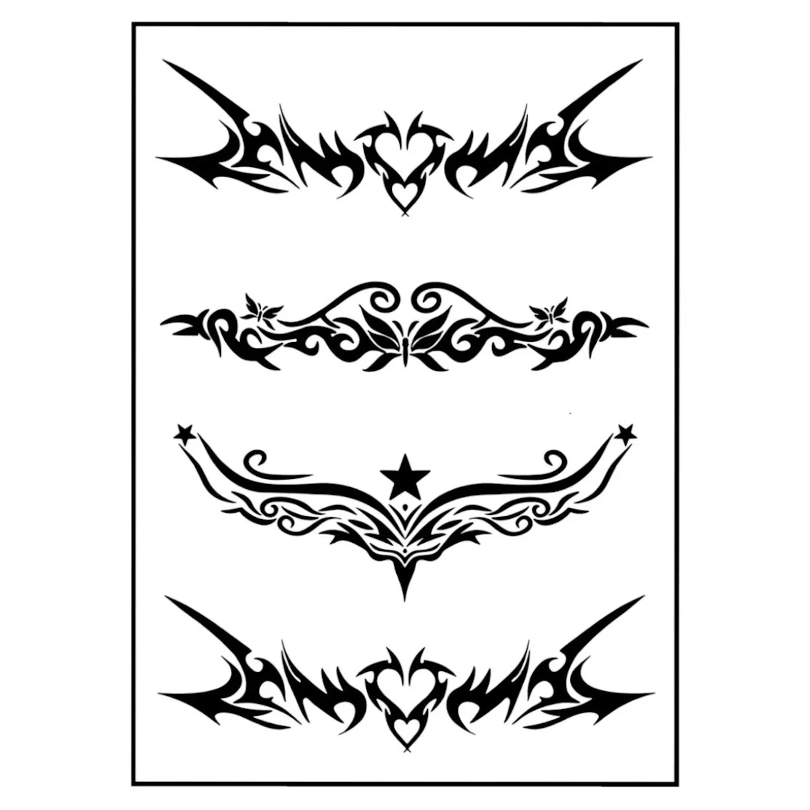 Tribal style temporary tattoos - Set of 4 waterproof temporary tattoos