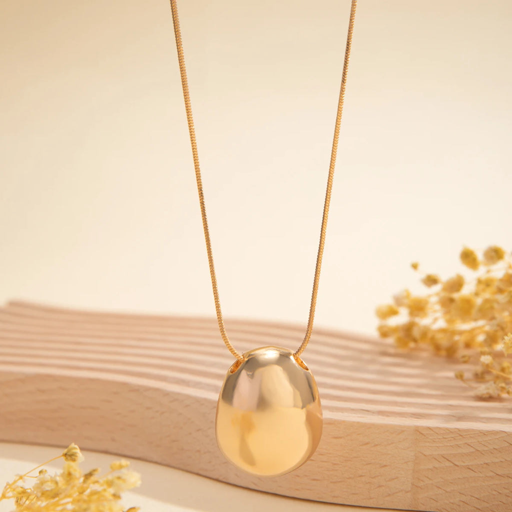 Long Chain with Surface Elliptical Ball Pendant Necklace for Women Elegant Ladies Sweater Chain Accessories Fashion Jewelry Gift