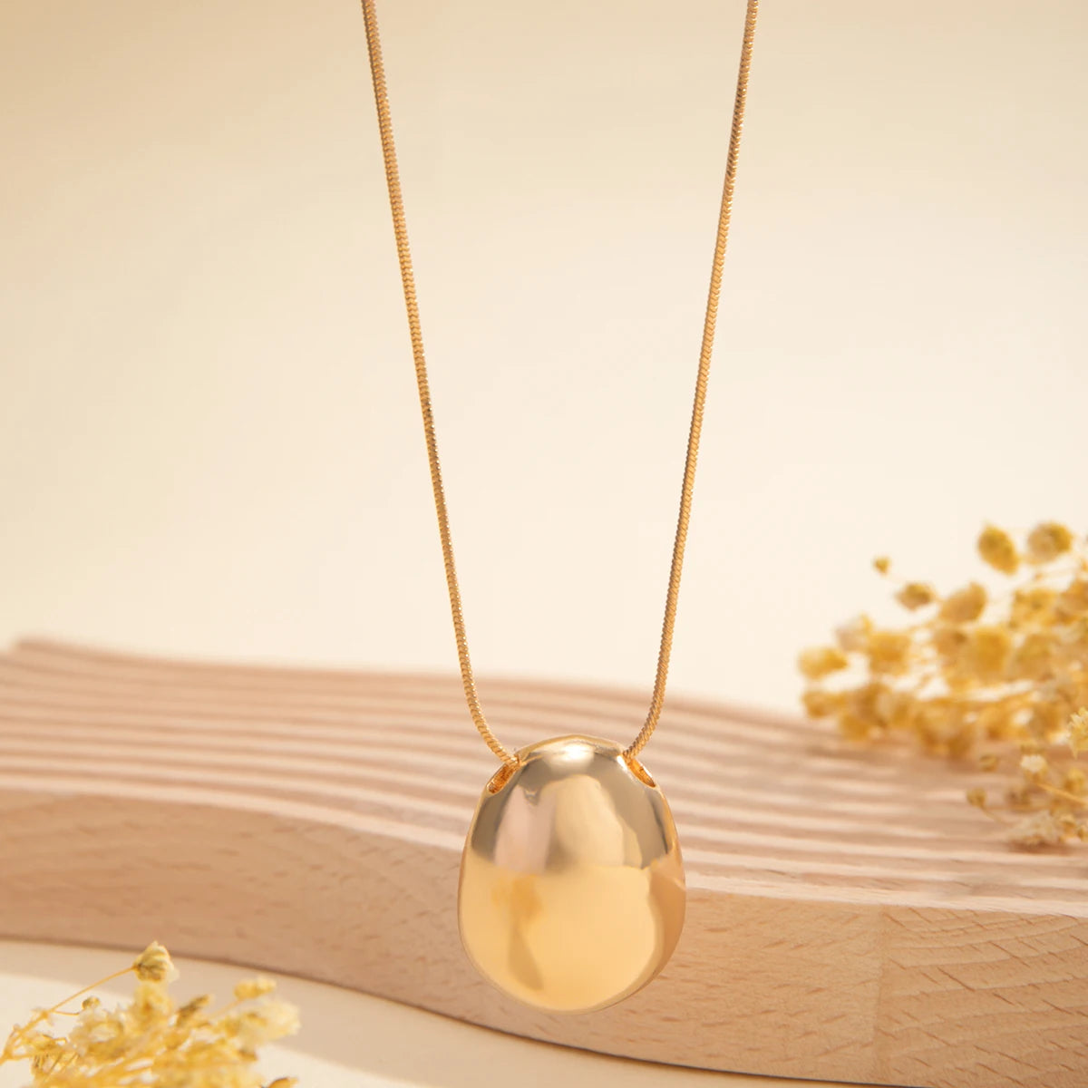 Long Chain with Surface Elliptical Ball Pendant Necklace for Women Elegant Ladies Sweater Chain Accessories Fashion Jewelry Gift