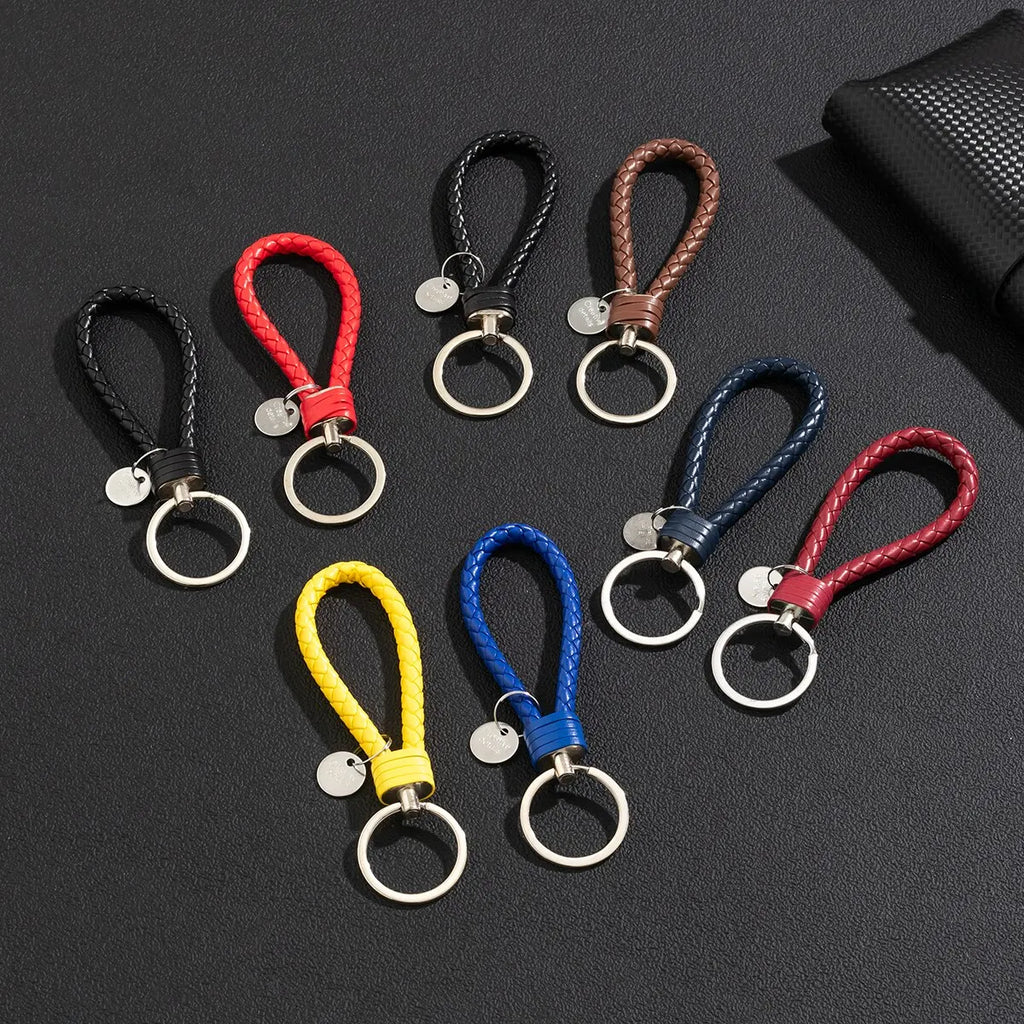 2Pcs/Set PU Leather Braided Woven Rope Keychain DIY Bag Pendant Key Chain Holder Key Car Trinket Keyring Men Women Gift Jewelry