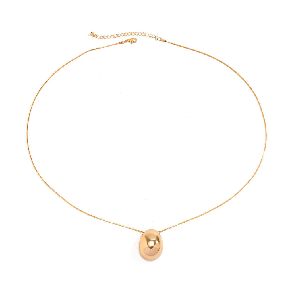 Long Chain with Surface Elliptical Ball Pendant Necklace for Women Elegant Ladies Sweater Chain Accessories Fashion Jewelry Gift