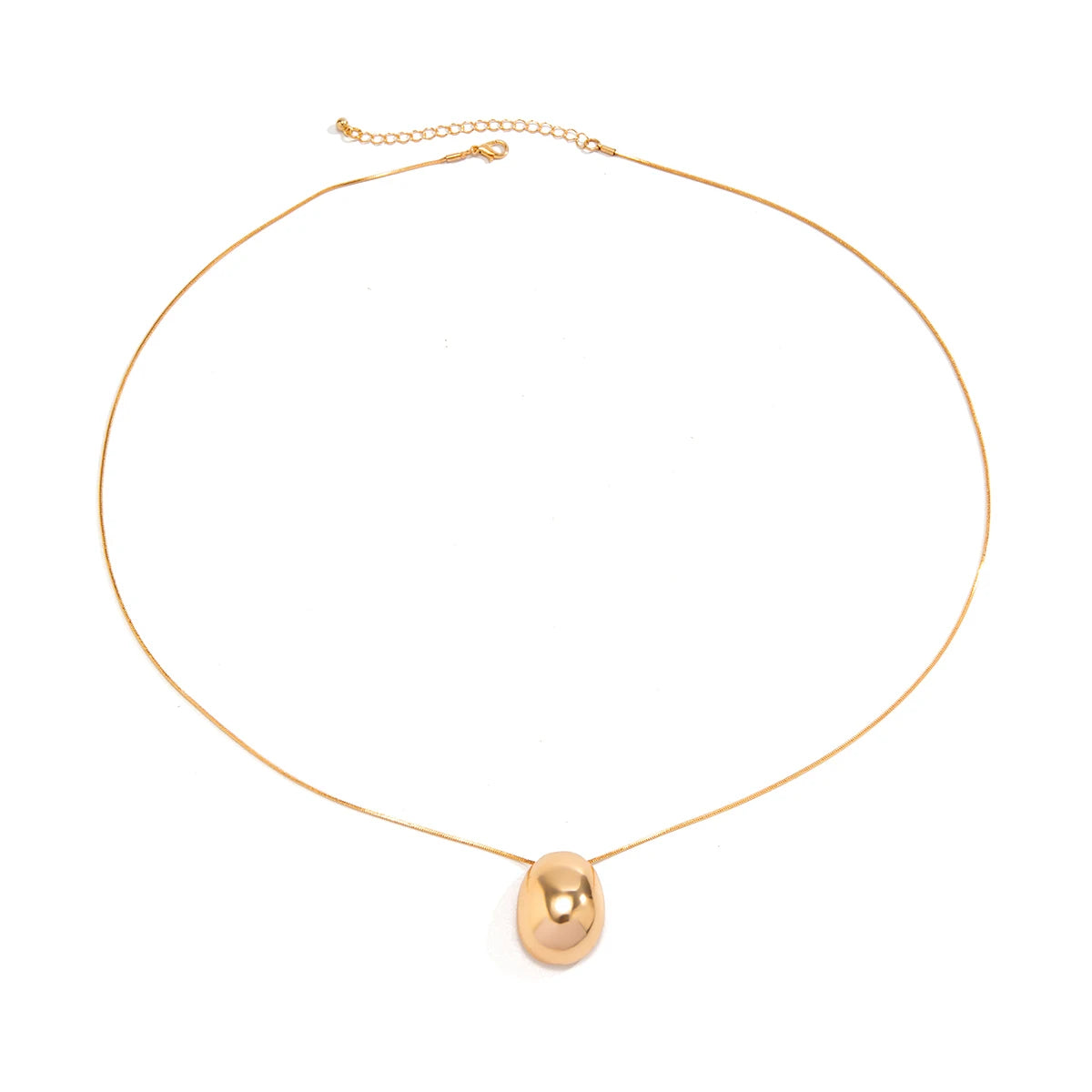 Long Chain with Surface Elliptical Ball Pendant Necklace for Women Elegant Ladies Sweater Chain Accessories Fashion Jewelry Gift