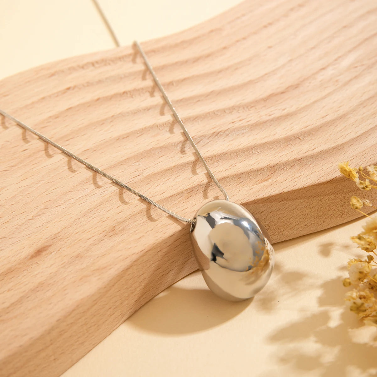 Long Chain with Surface Elliptical Ball Pendant Necklace for Women Elegant Ladies Sweater Chain Accessories Fashion Jewelry Gift