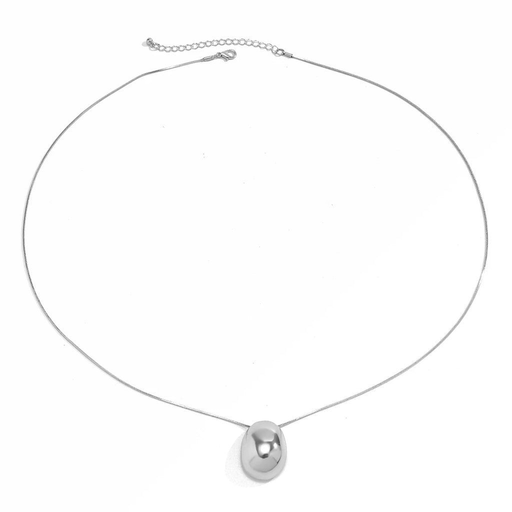 Long Chain with Surface Elliptical Ball Pendant Necklace for Women Elegant Ladies Sweater Chain Accessories Fashion Jewelry Gift