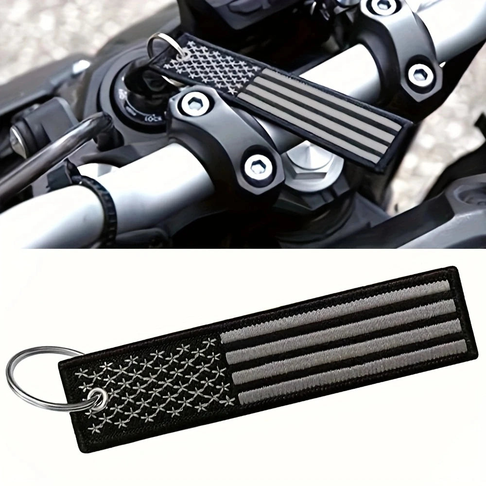 USA Flag American Flag Key Black Tag Keychains For Men For Car Motorcycles Keys Holder Keyring Fashion Jewelry Accessories