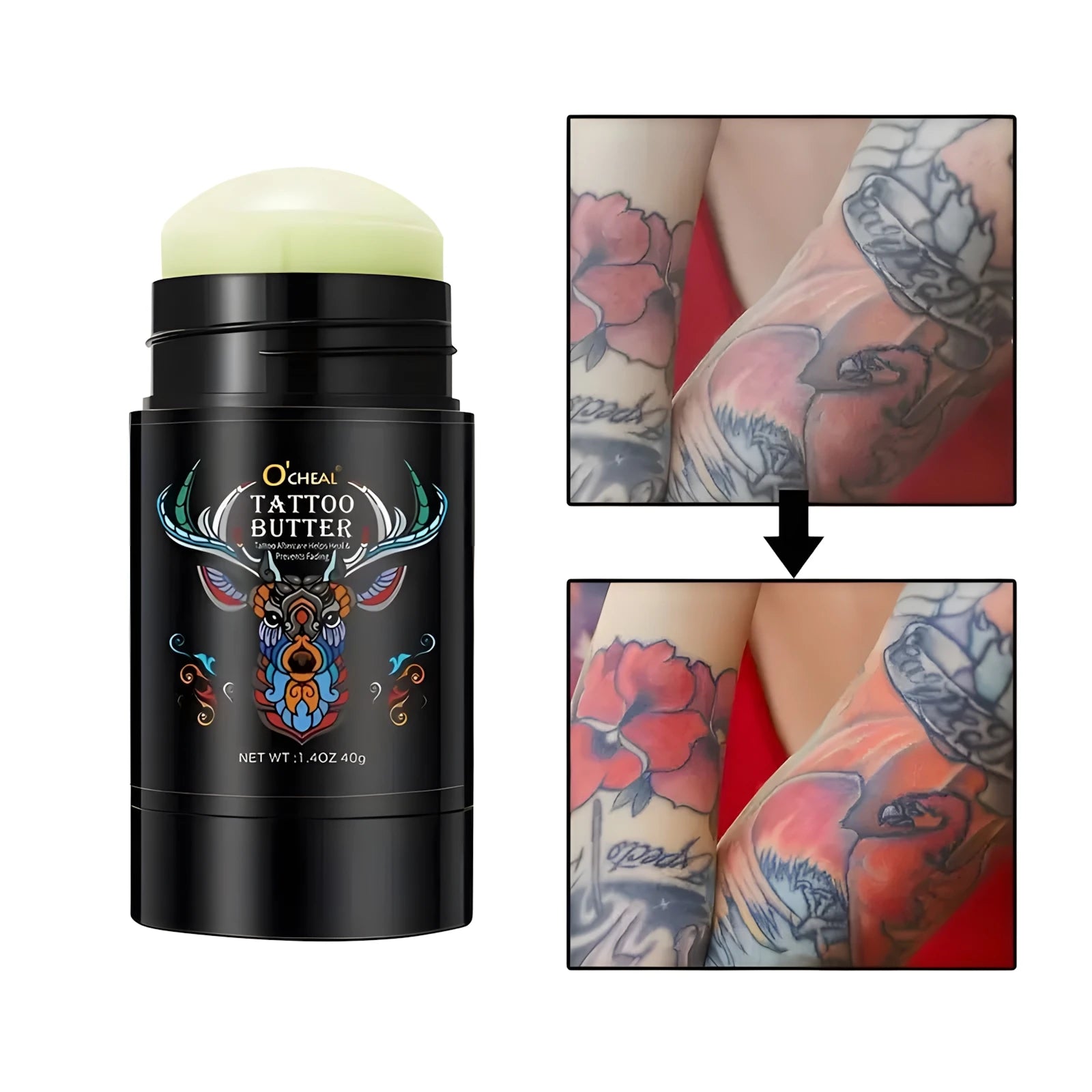 Tattoo care stick, color fixing, moisturizing, skin nourishing, gentle, tattoo embroidery, tattoo cream, rotating type