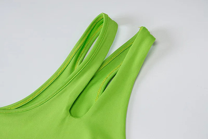 One Shoulder Gym Overalls Fitness Clothing Women Yoga Sporty Jumpsuit Woman 2023 Workout Clothes for Women Sportswear Green