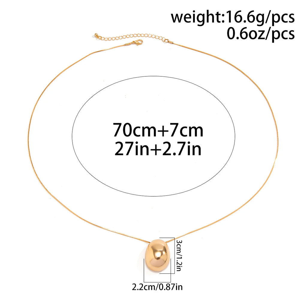 Long Chain with Surface Elliptical Ball Pendant Necklace for Women Elegant Ladies Sweater Chain Accessories Fashion Jewelry Gift