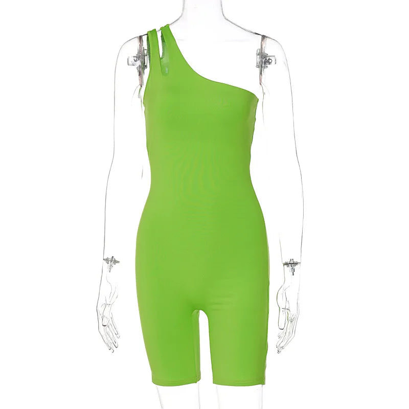 One Shoulder Gym Overalls Fitness Clothing Women Yoga Sporty Jumpsuit Woman 2023 Workout Clothes for Women Sportswear Green